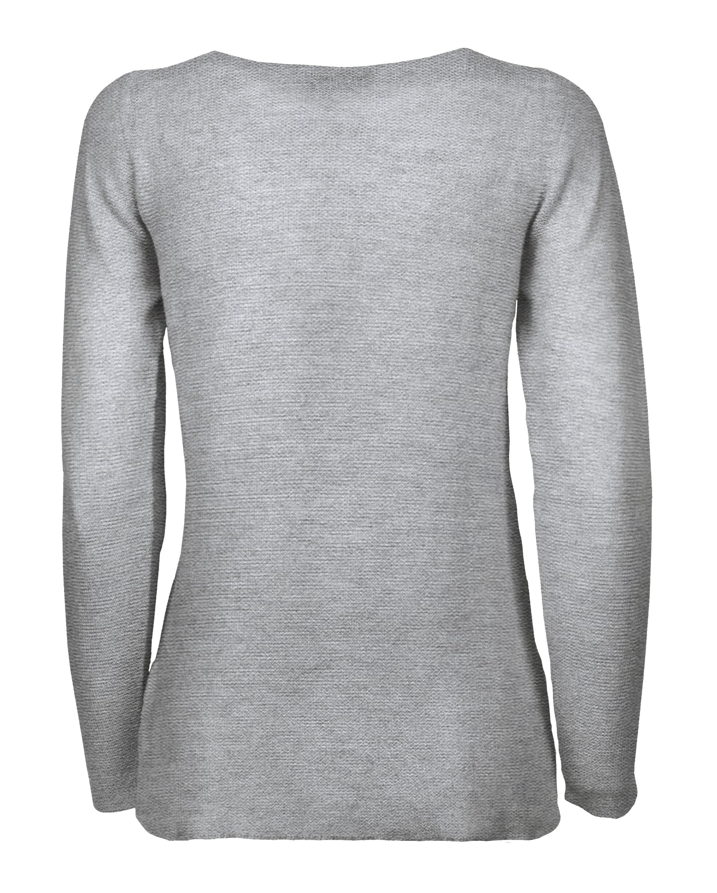 womens crew neck sweater pure cashmere links stitch Melange Gray Made In Italy 2