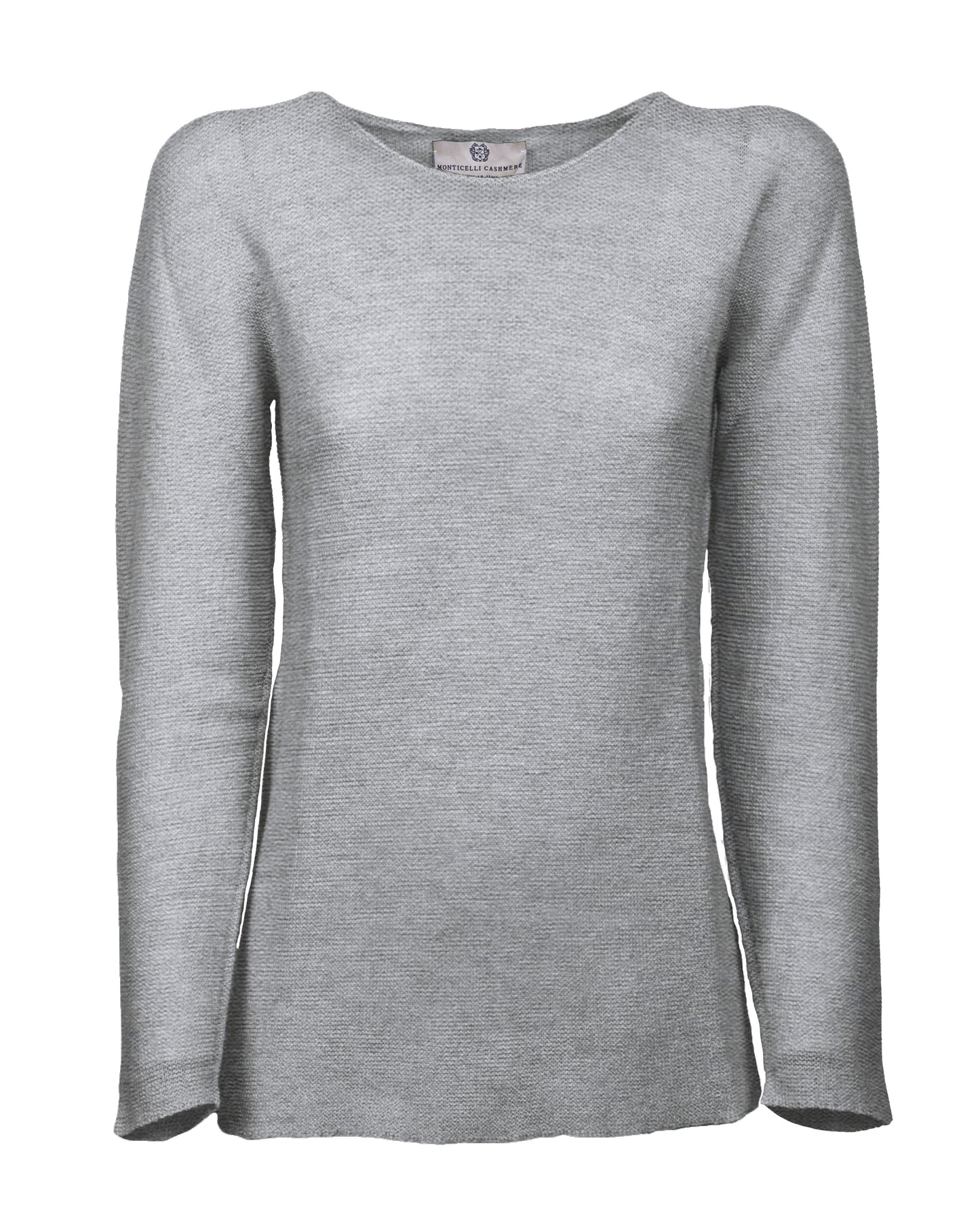womens crew neck sweater pure cashmere links stitch Melange Gray Made In Italy 1