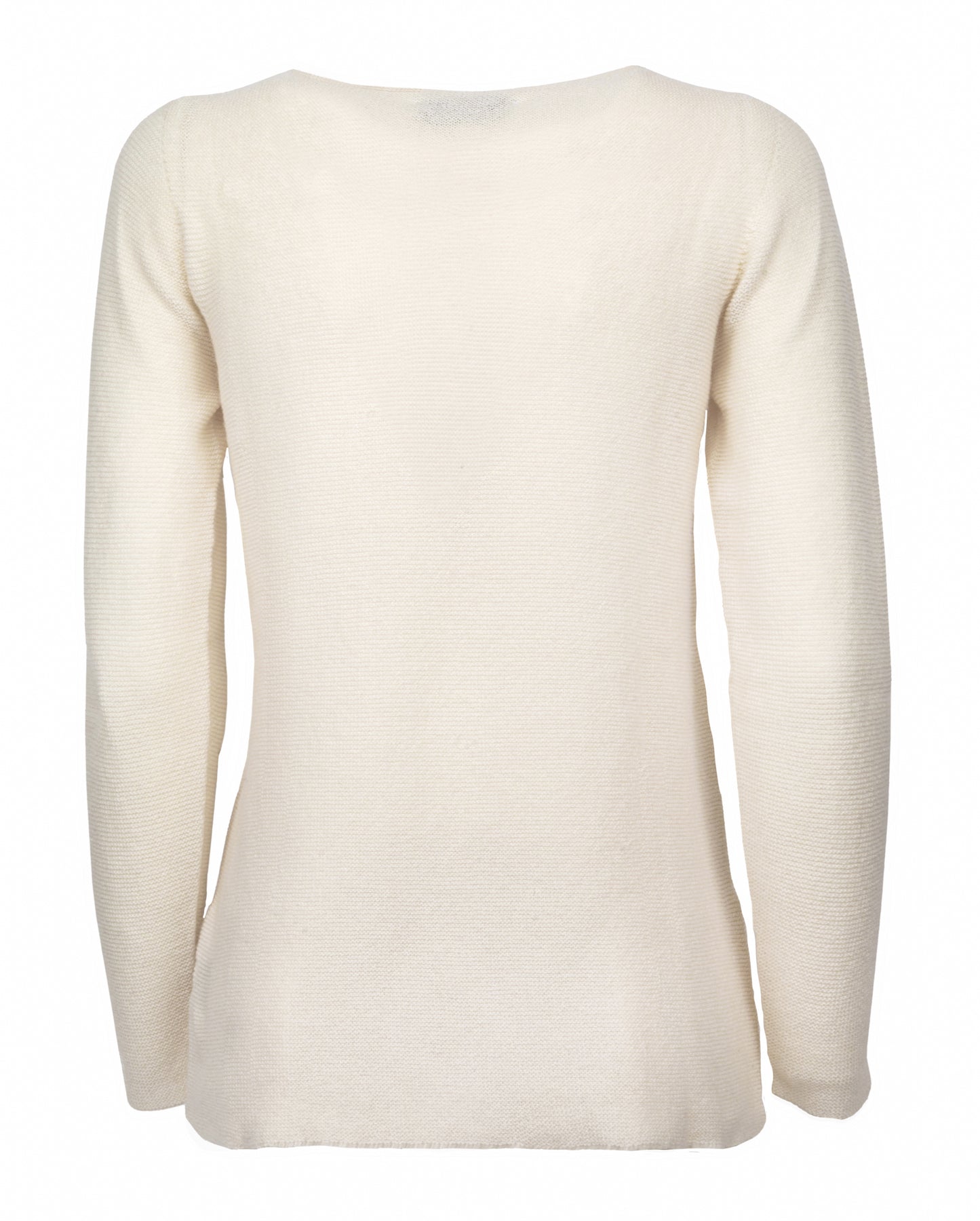 womens crew neck sweater pure cashmere links stitch Milk White Made In Italy 7