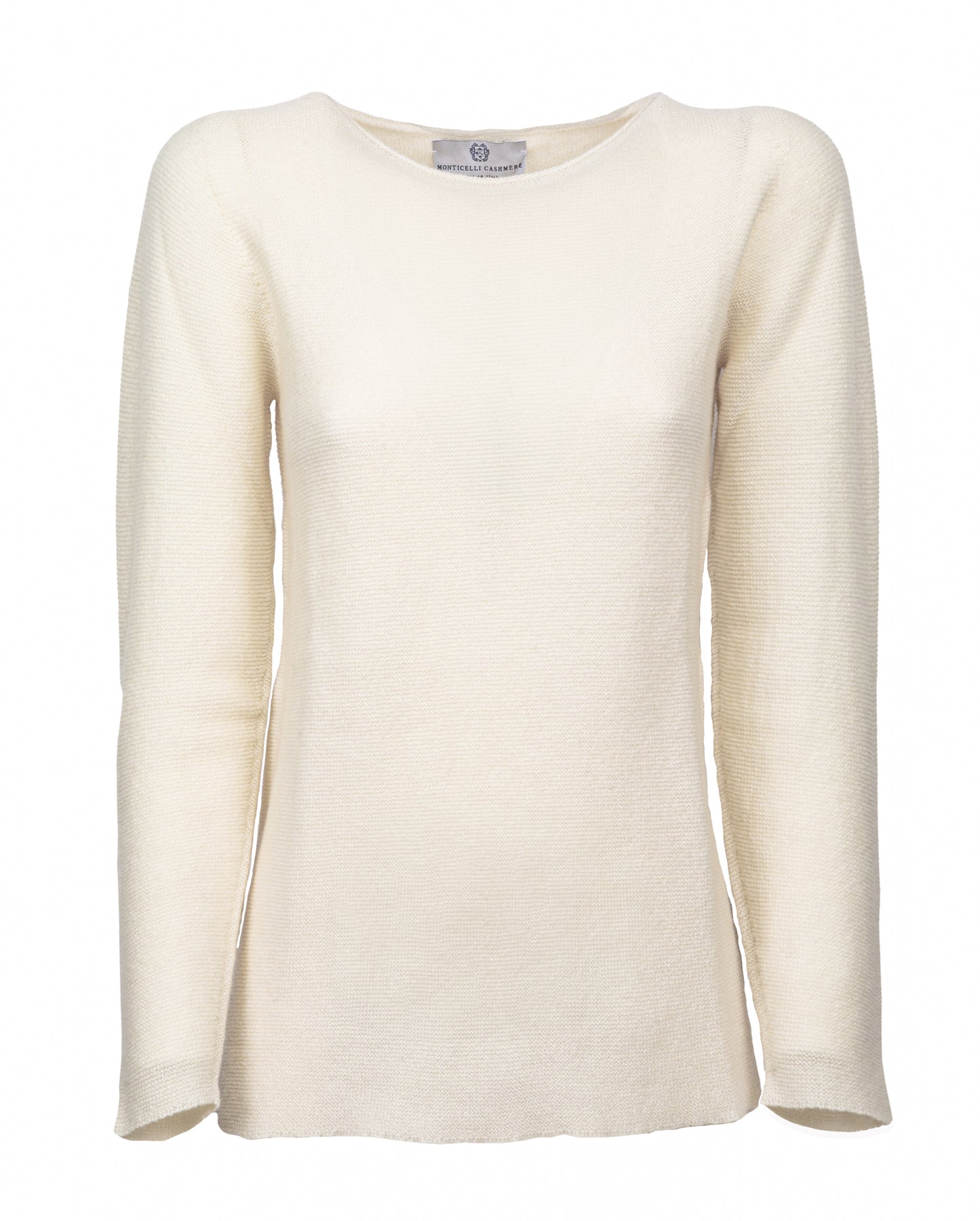 womens crew neck sweater pure cashmere links stitch Milk White Made In Italy 6