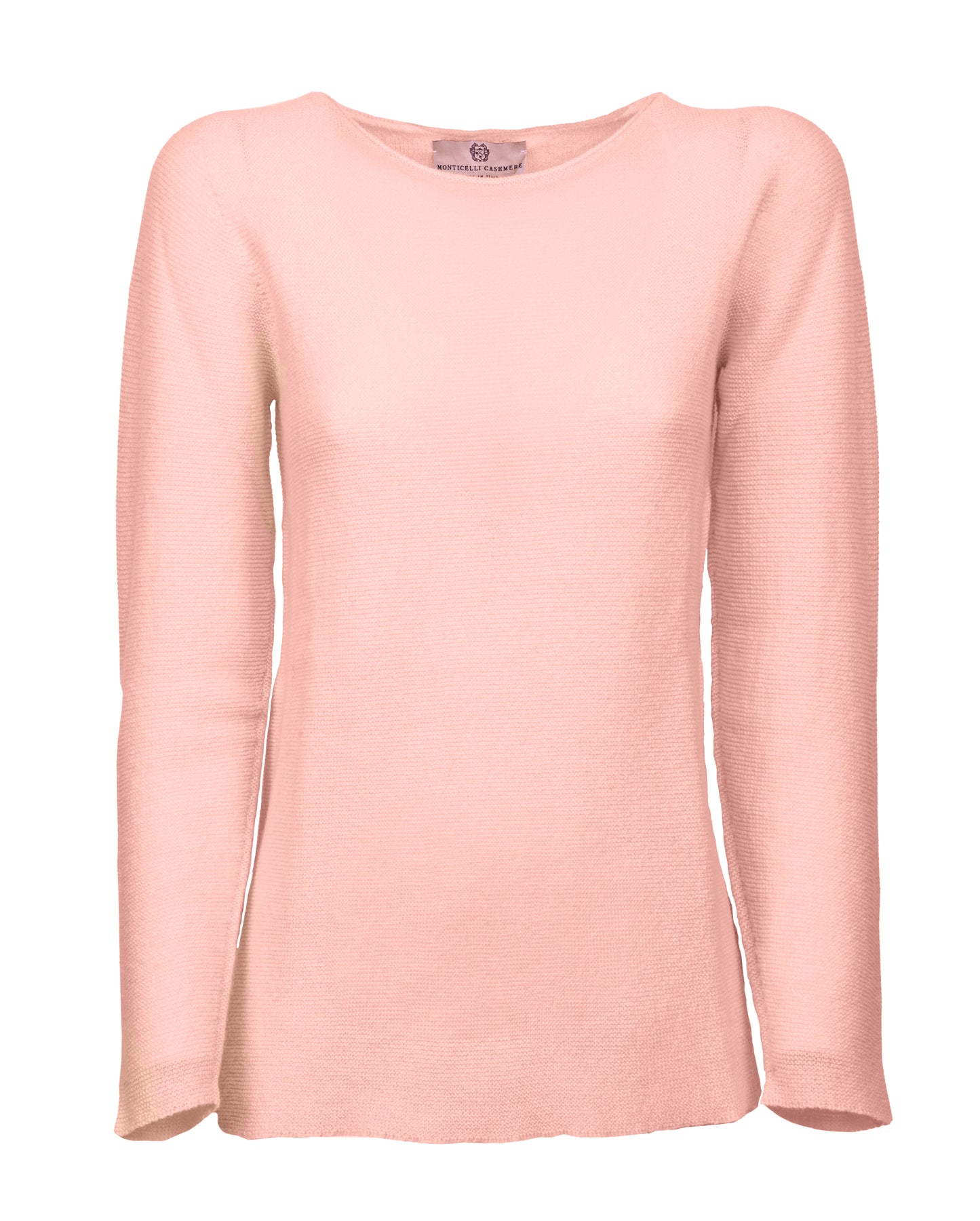 womens crew neck sweater pure cashmere links stitch Peach Made In Italy 1