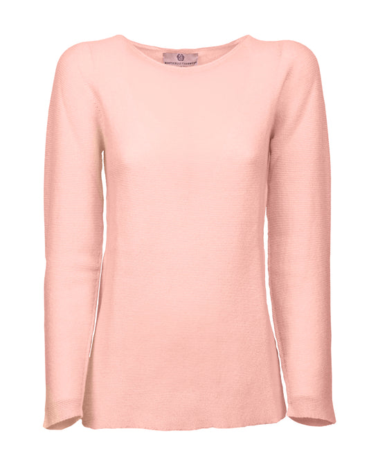 womens crew neck sweater pure cashmere links stitch Peach Made In Italy 1