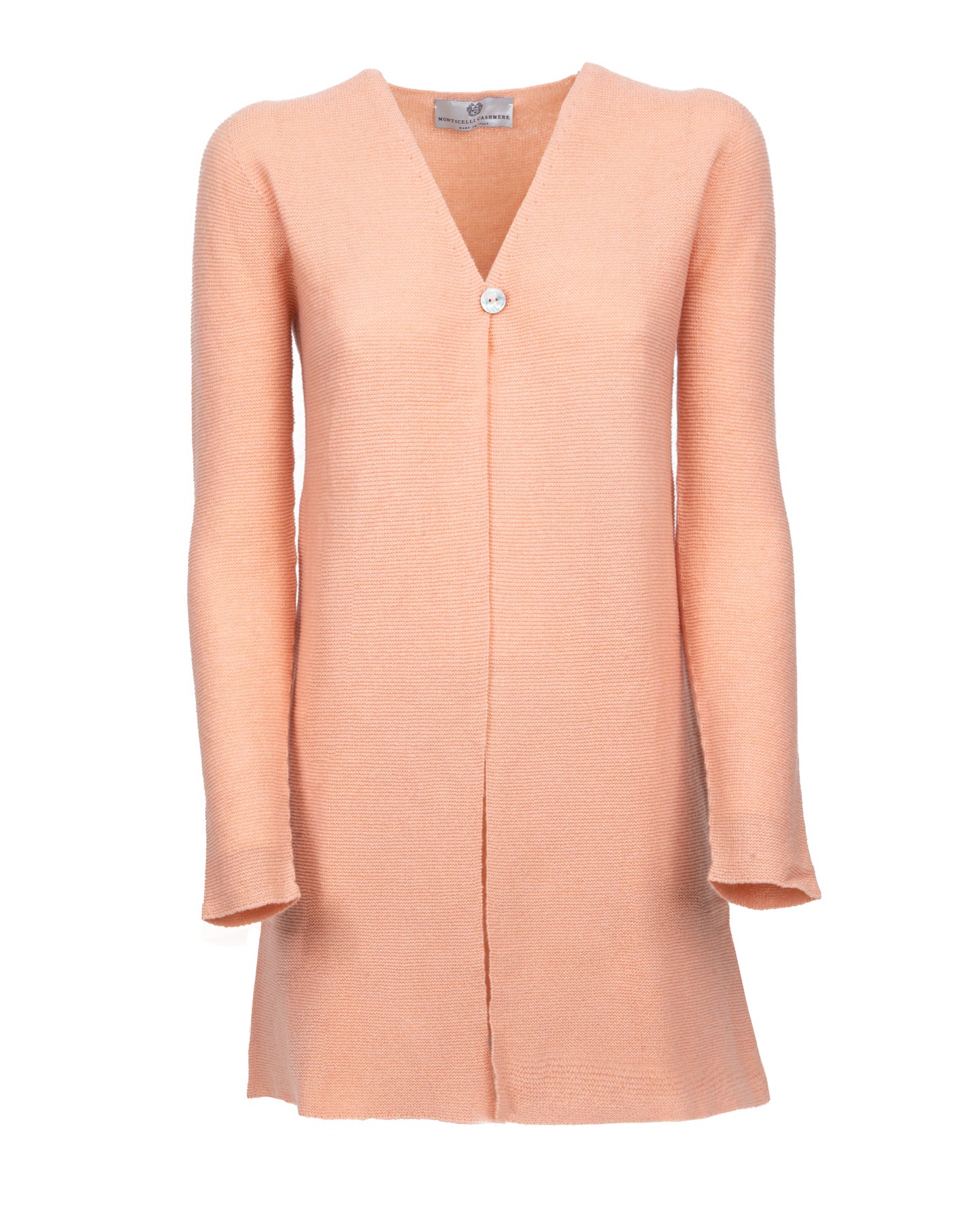 Womens Duster Cardigan Cashmere Links Stitch Peach Made In Italy 6