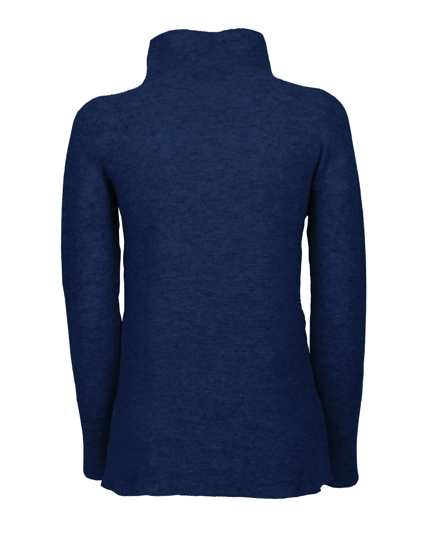 Womens Funnel Neck Sweater Pure Cashmere Links Stitch Melange Blue Made In Italy 2
