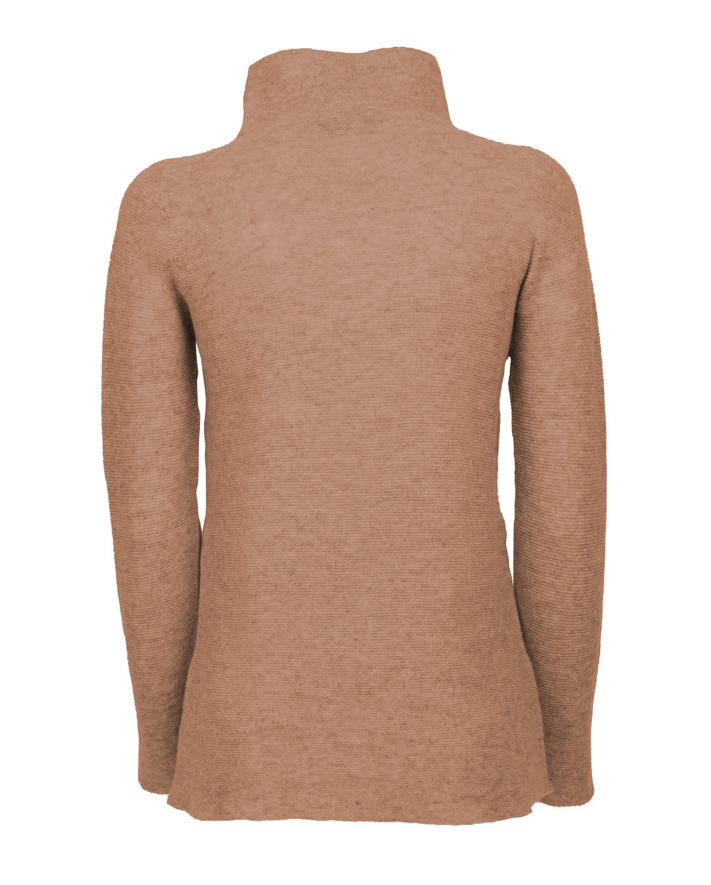 Womens Funnel Neck Sweater Pure Cashmere Links Stitch Camel Made In Italy 2