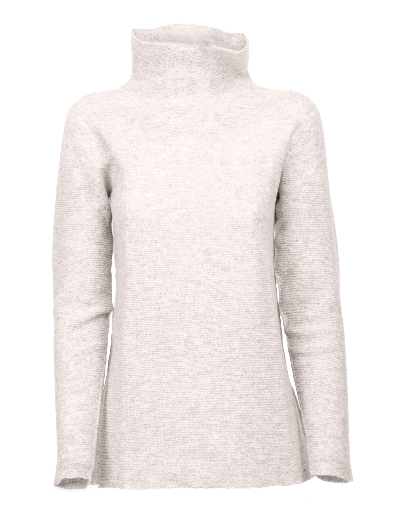 Womens Funnel Neck Sweater Pure Cashmere Links Stitch Milk White Made In Italy 1