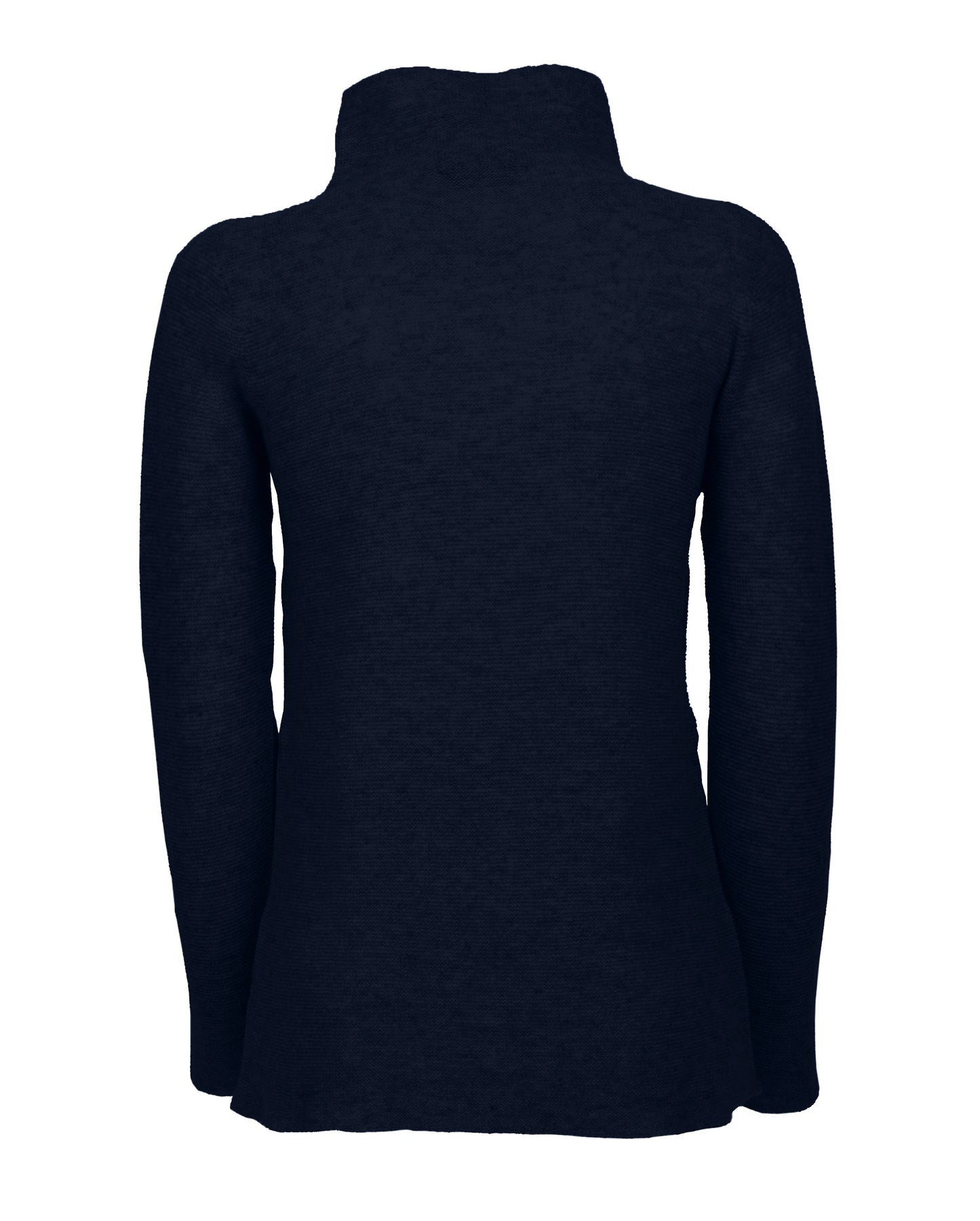 Womens Funnel Neck Sweater Pure Cashmere Links Stitch Night Blue Made In Italy 2