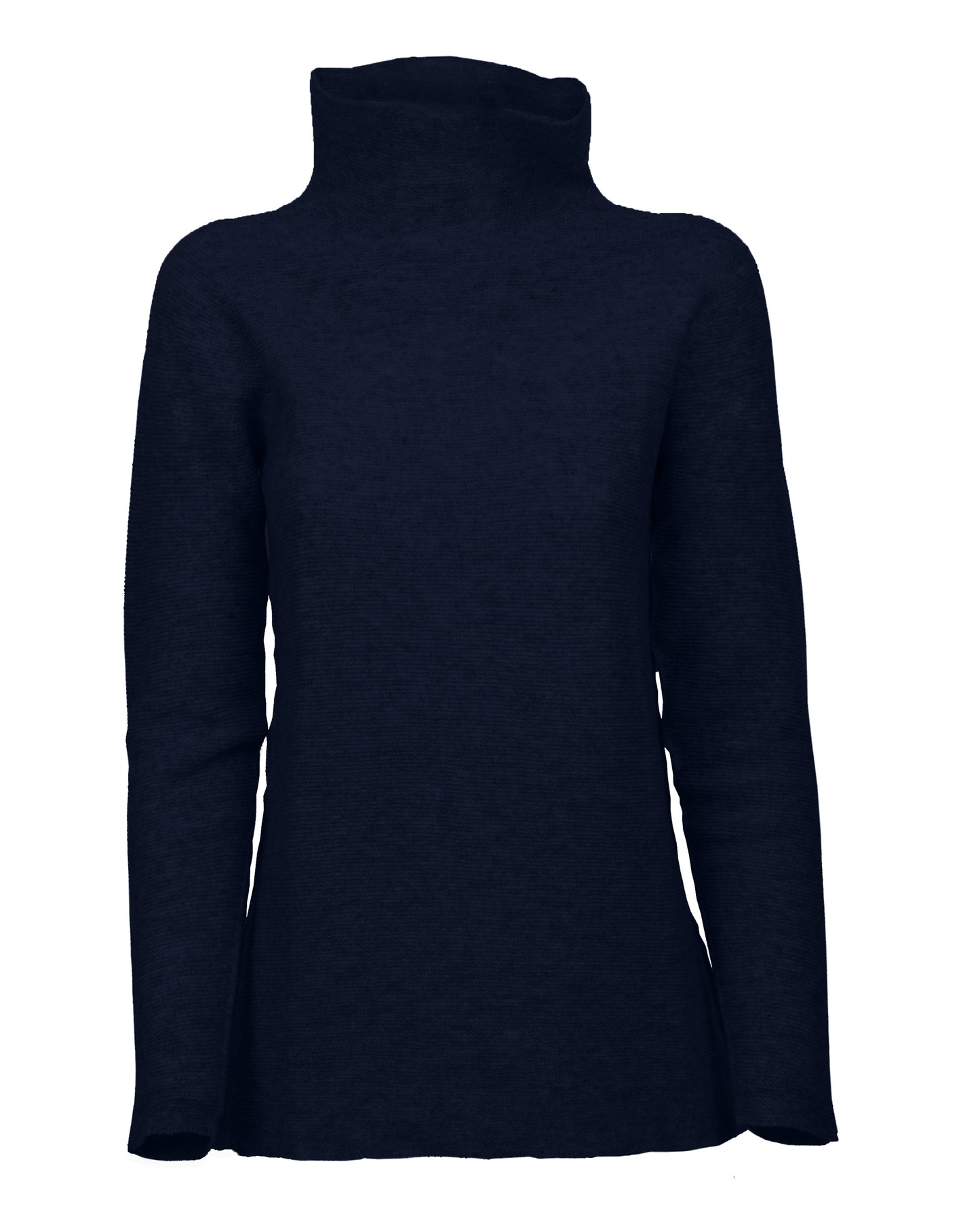 Womens Funnel Neck Sweater Pure Cashmere Links Stitch Night Blue Made In Italy 1