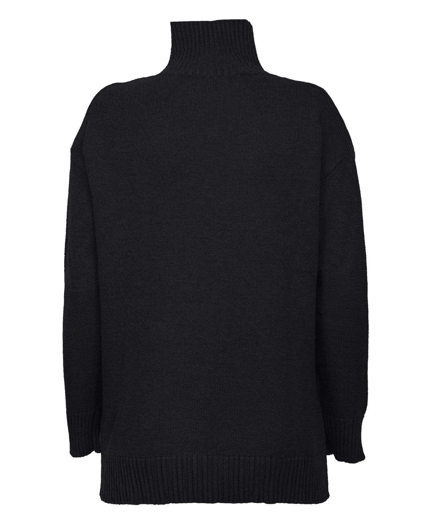 womens funnel neck turtleneck sweater cashmere lambswool blend Black Made In Italy 2
