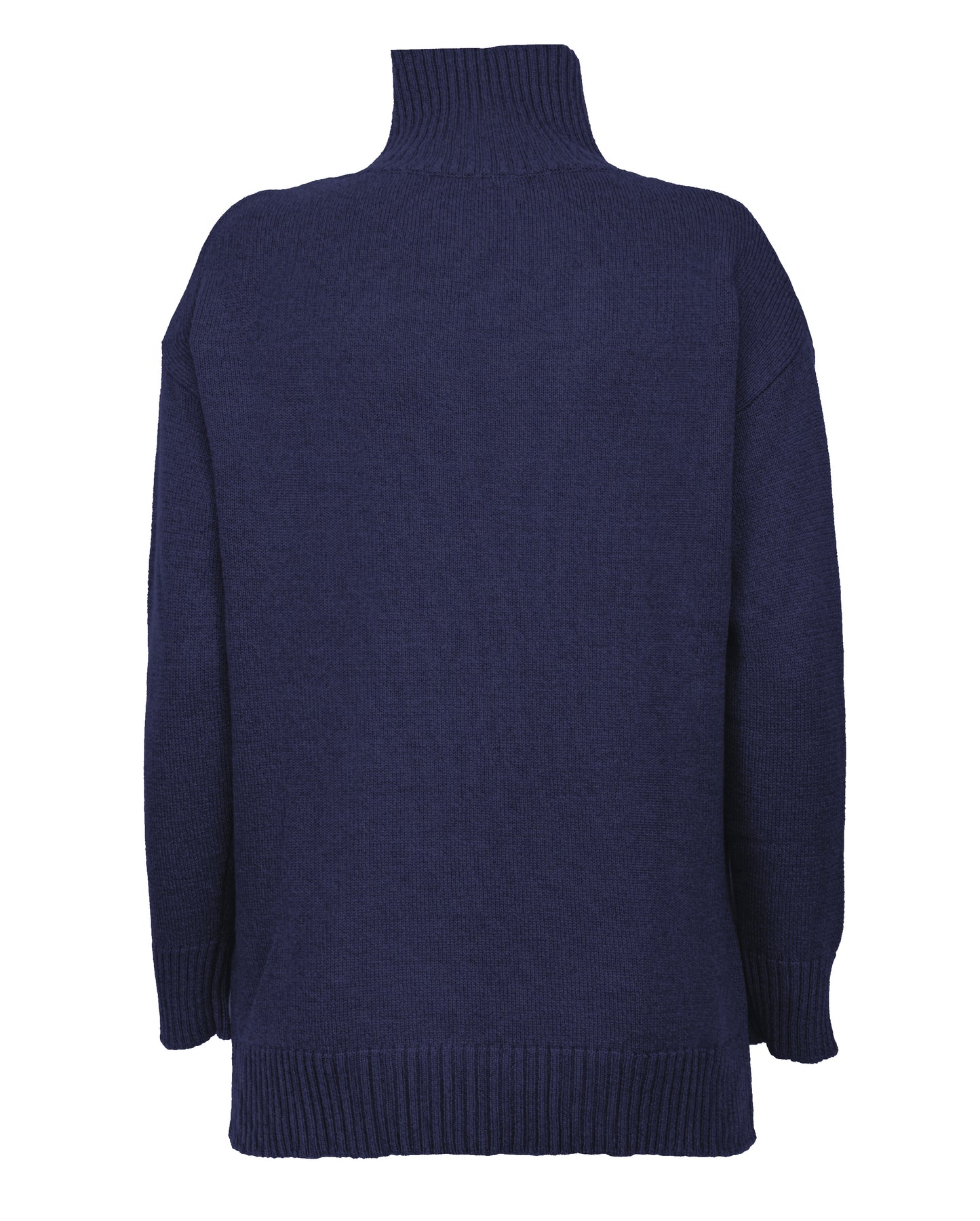 womens funnel neck turtleneck sweater cashmere lambswool blend Blue Made In Italy 2