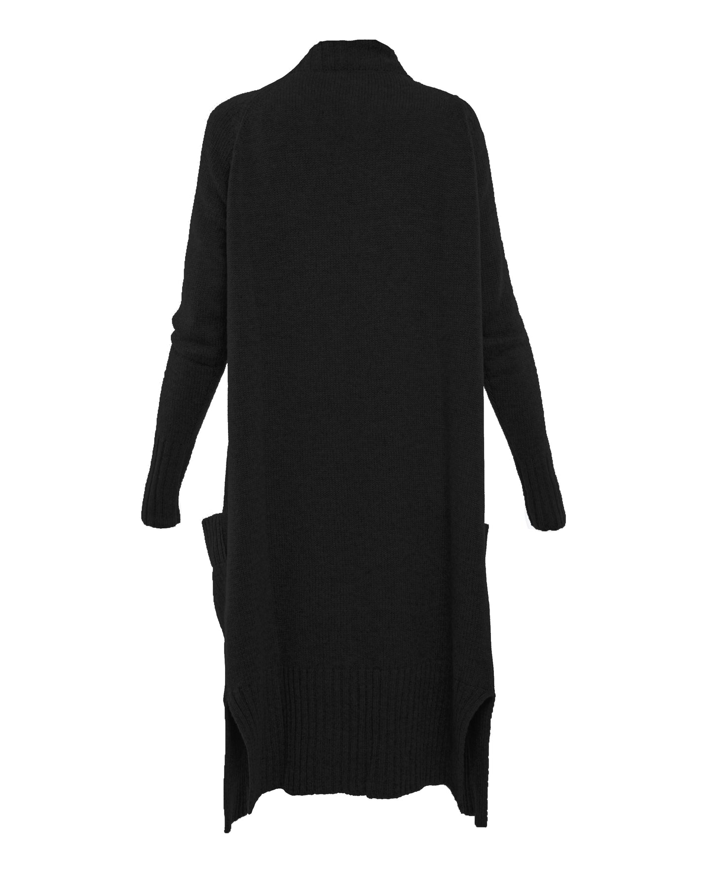 womens long knit cardigan coat cashmere lambswool blend Black Made In Italy 2