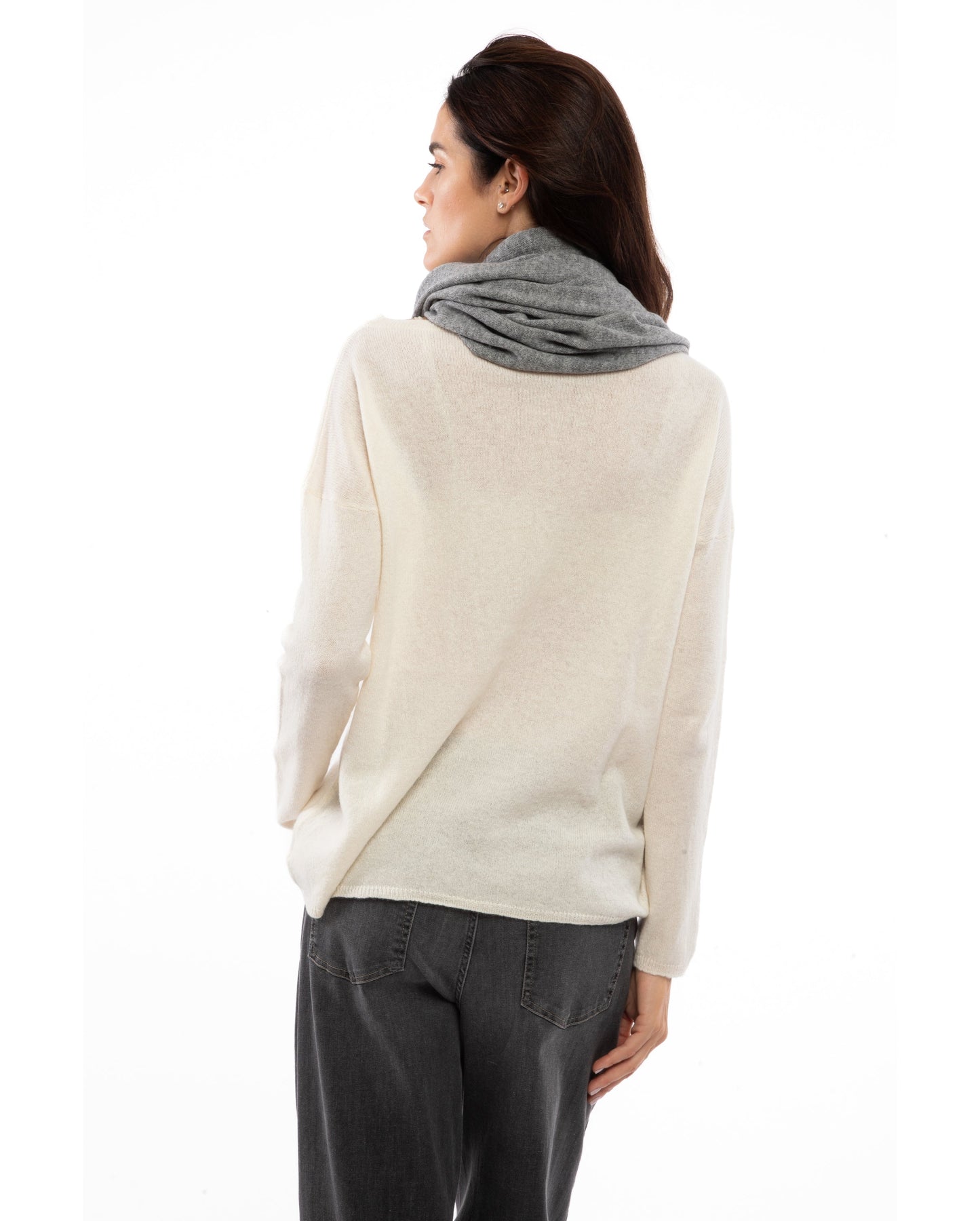 Womens Maxi Neck Scarf Melange Grey Made In Italy 2