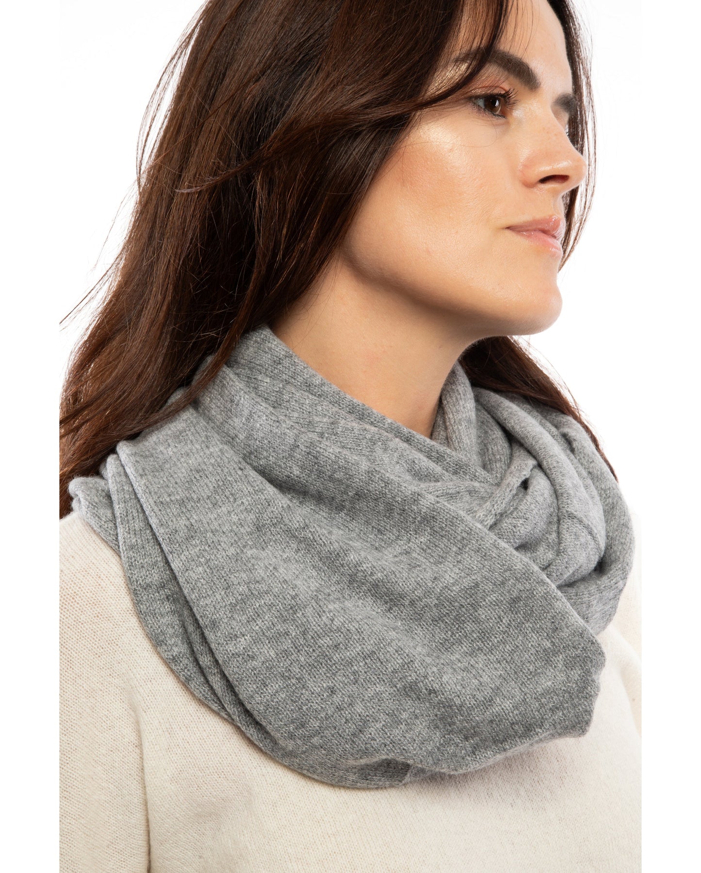 Womens Maxi Neck Scarf Melange Grey Made In Italy 4