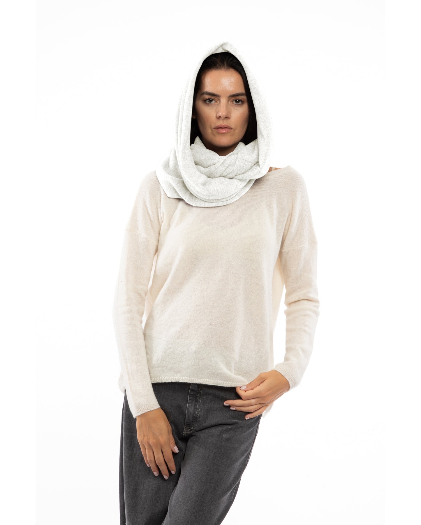 Women's Maxi Cashmere Neck Scarf Milk White