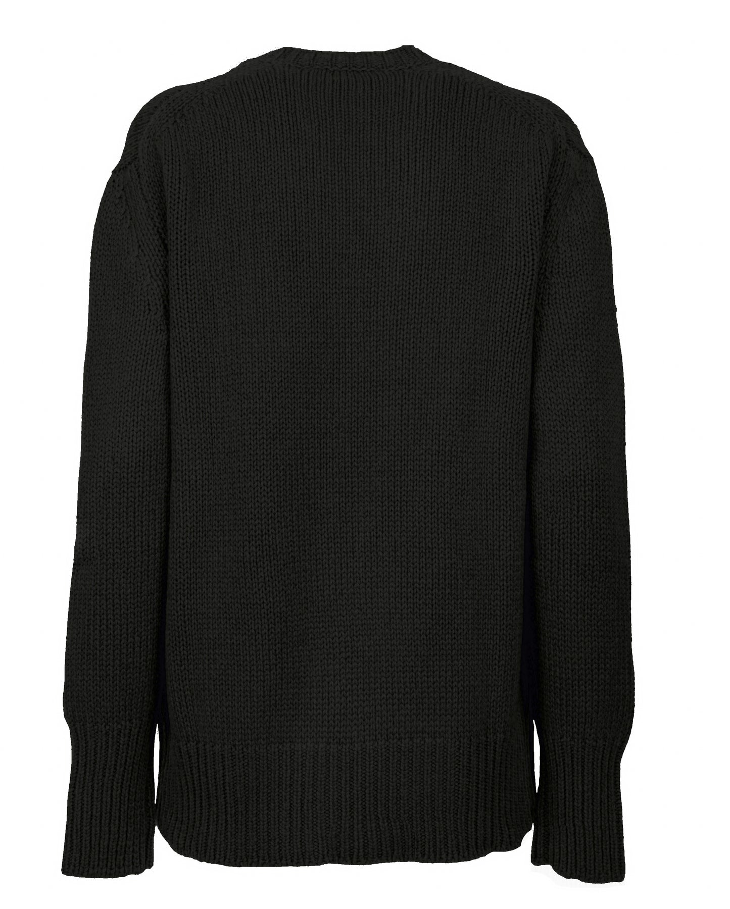 womens maxi sweater crew neck cashmere lambswool blend Black Made In Italy 2