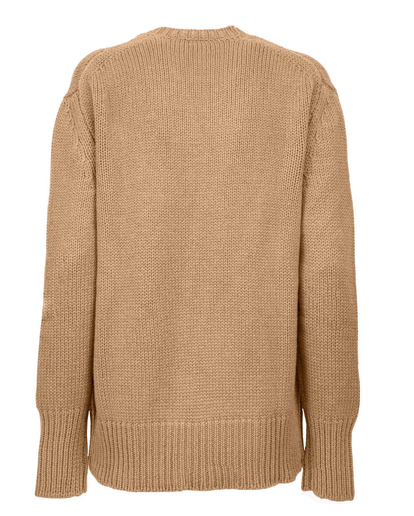 womens maxi sweater crew neck cashmere lambswool blend Camel Made In Italy 7