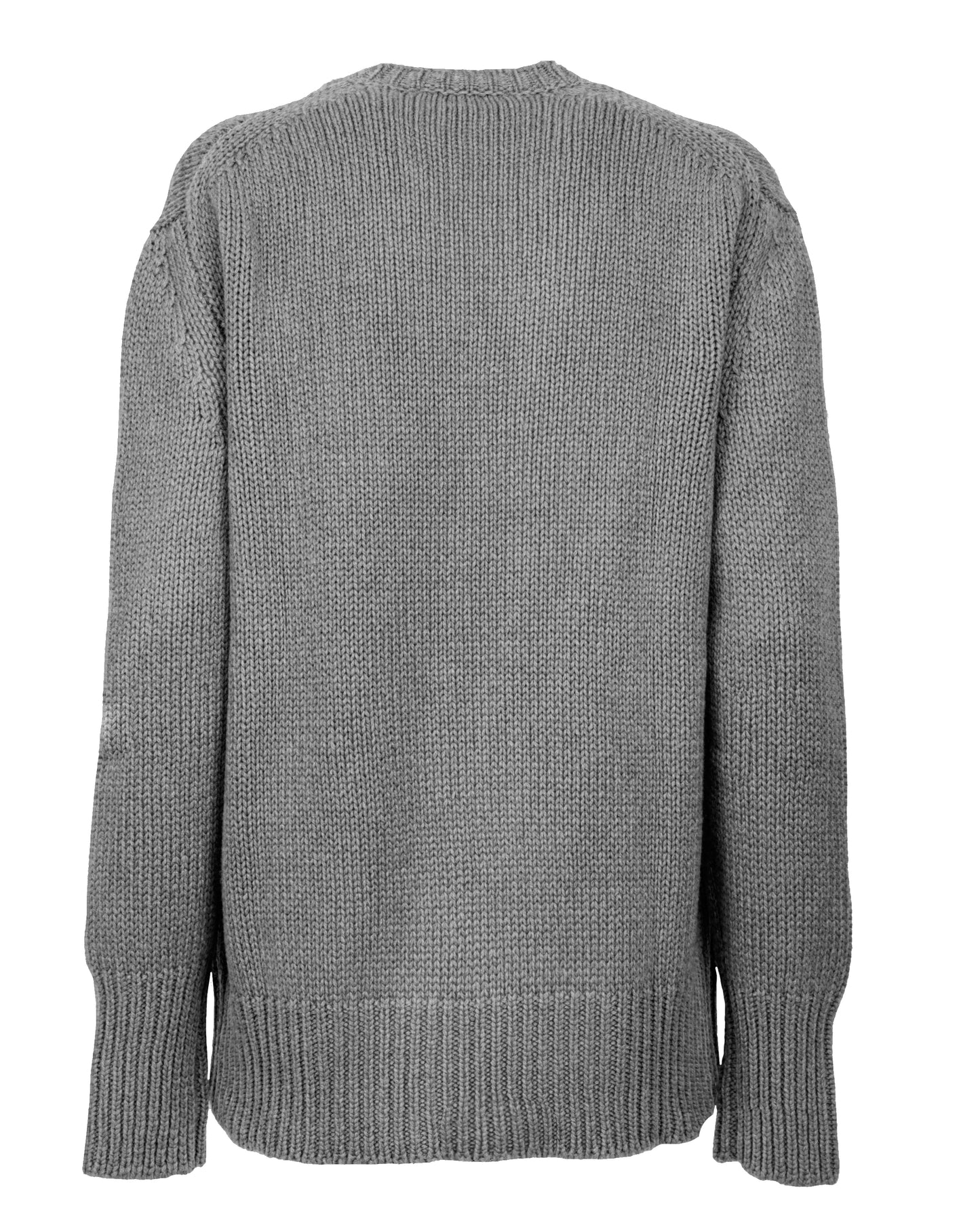 womens maxi sweater crew neck cashmere lambswool blend Melange Gray Made In Italy 1