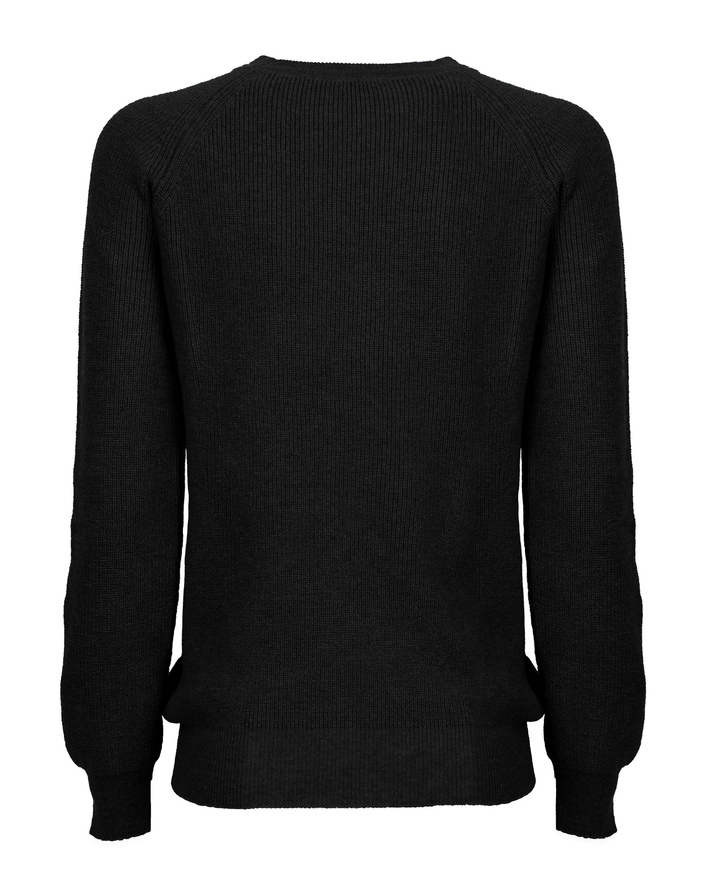Womens Merino Cashmere Brioche Rib Sweatshirt Black Made in Italy 2