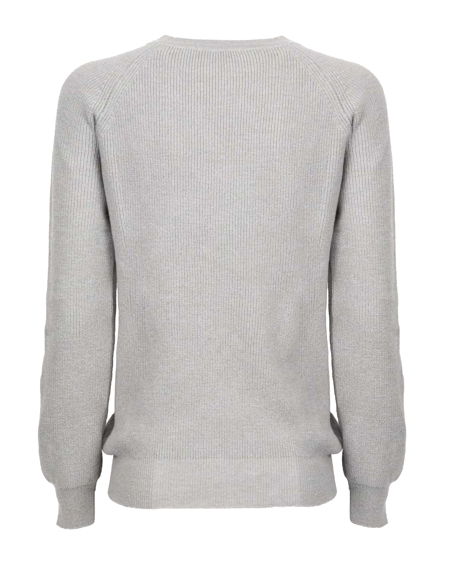 Womens Merino Cashmere Brioche Rib Sweatshirt Light Gray Made in Italy 2