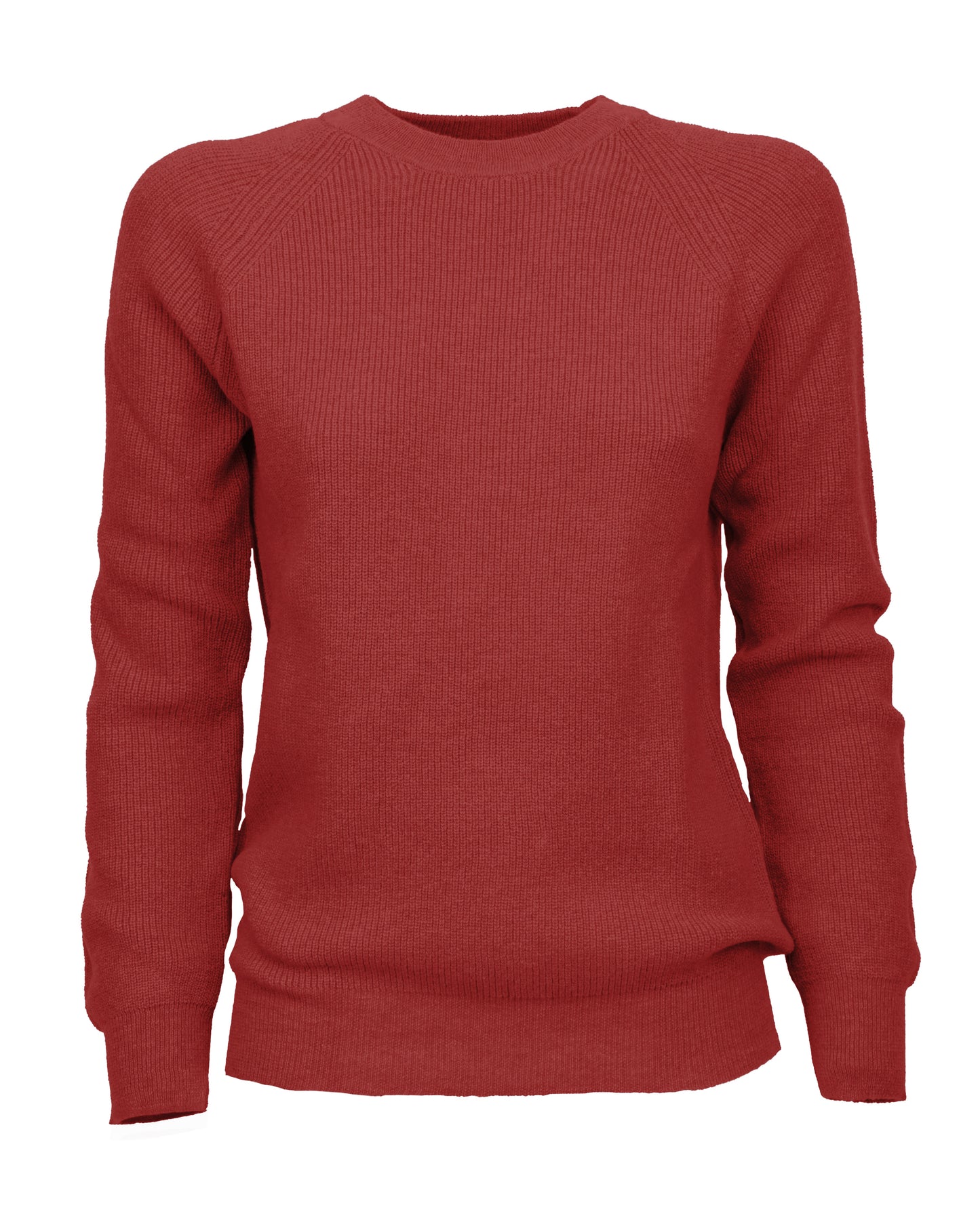 Womens Merino Cashmere Brioche Rib Sweatshirt Red Made in Italy 1