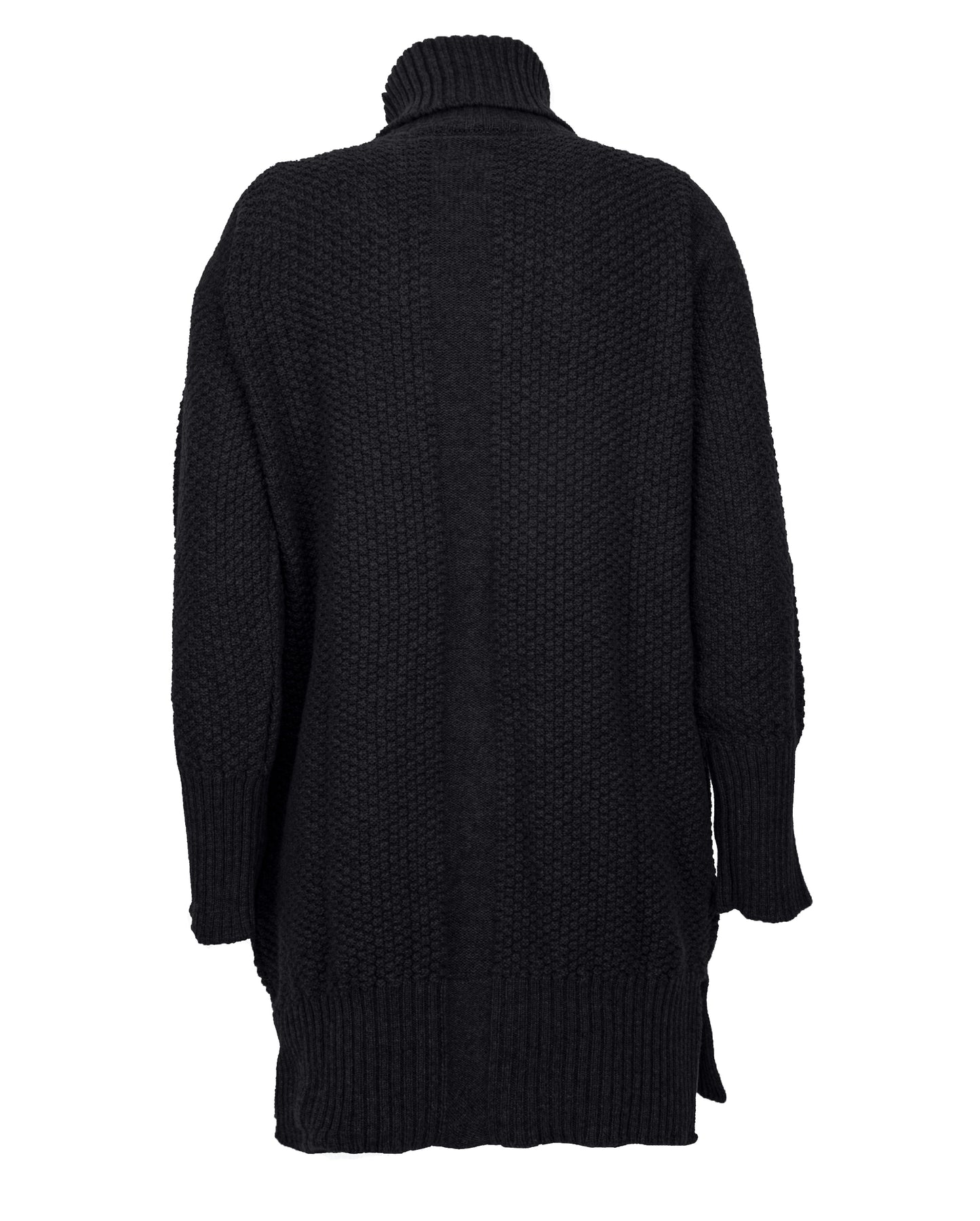 womens oversized turtleneck sweater cashmere lambswool blend Black Made In Italy 2