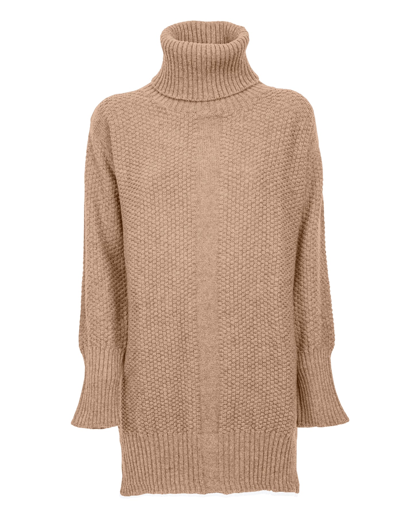 womens oversized turtleneck sweater cashmere lambswool blend Camel Made In Italy 1