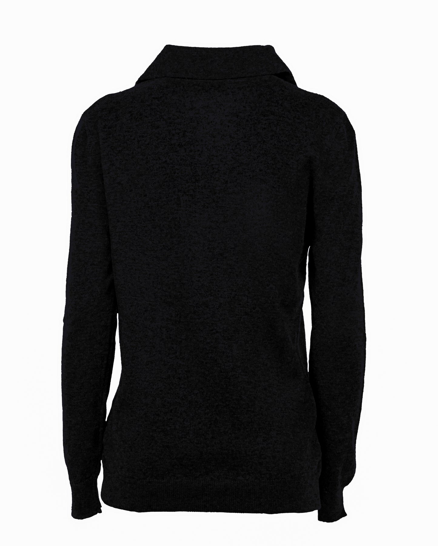 Womens Pure Cashmere Polo Sweater Black Made In Italy 6