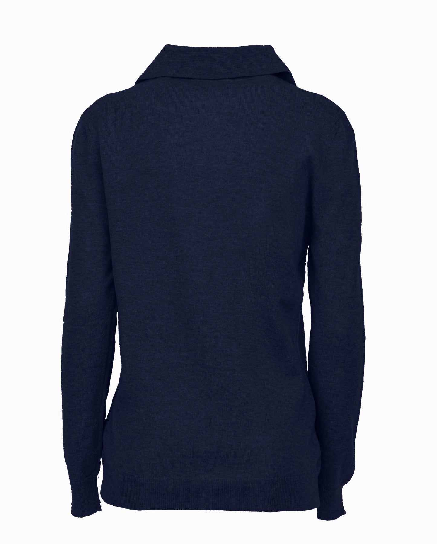 Womens Pure Cashmere Polo Sweater Night Blue Made In Italy 2