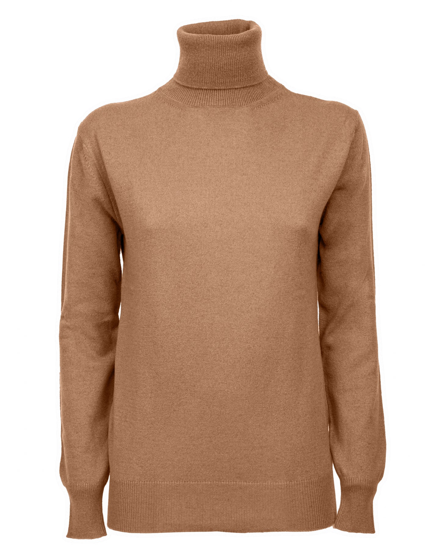 Womens Cashmere Turtleneck Sweater Camel Made In Italy 6
