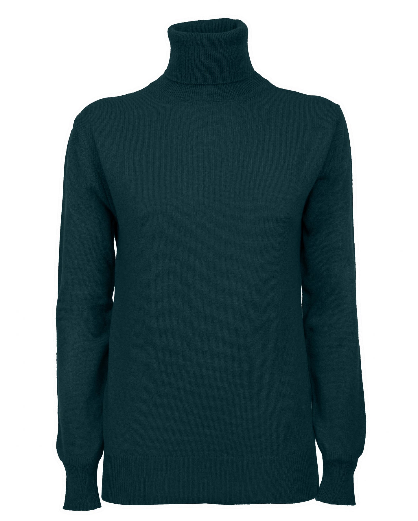 Womens Cashmere Turtleneck Sweater Forest Green Made In Italy 1