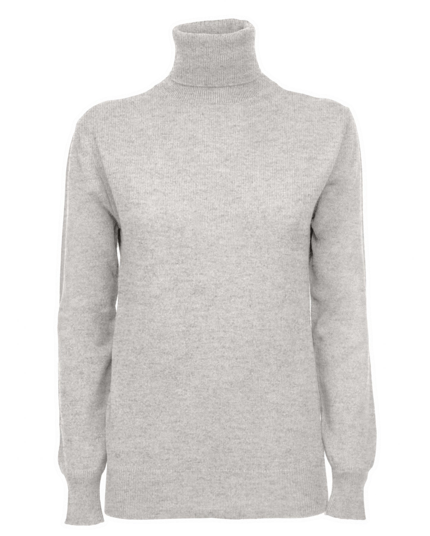 Womens Cashmere Turtleneck Sweater Light Gray Made In Italy 1