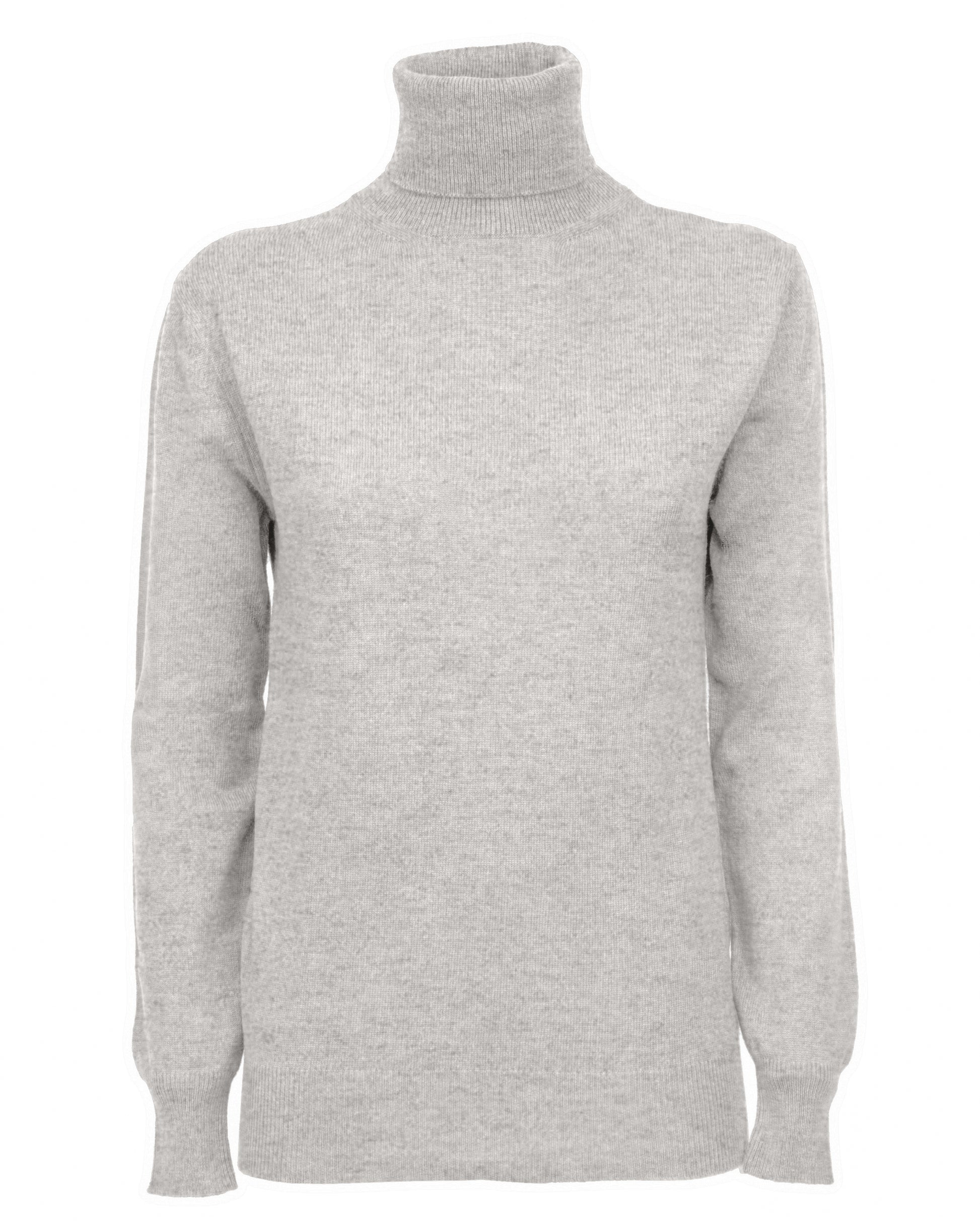 Womens Cashmere Turtleneck Sweater Light Gray Made In Italy 1