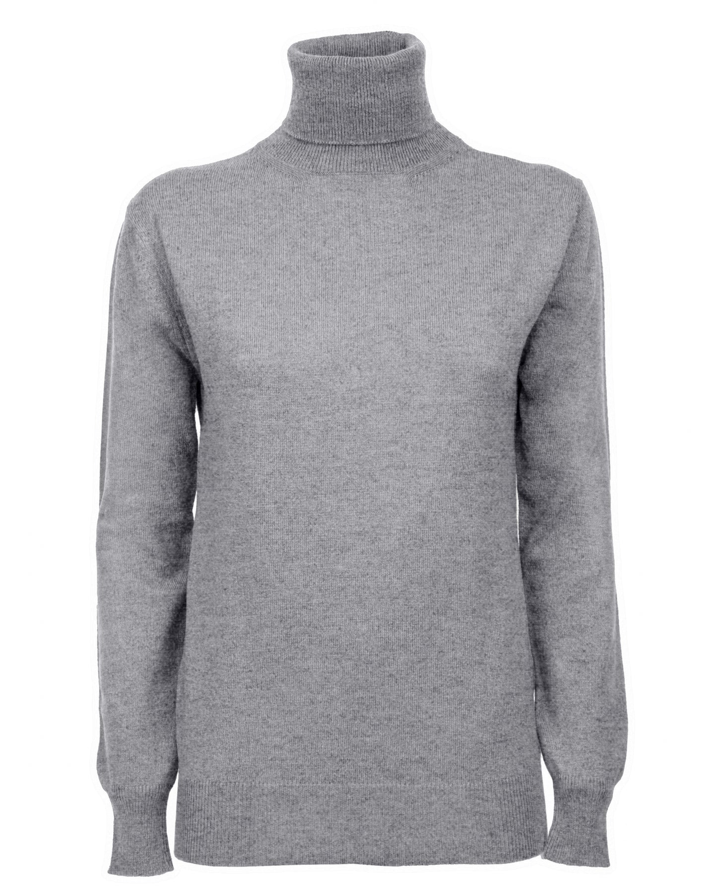 Womens Cashmere Turtleneck Sweater Melange Gray Made In Italy 2
