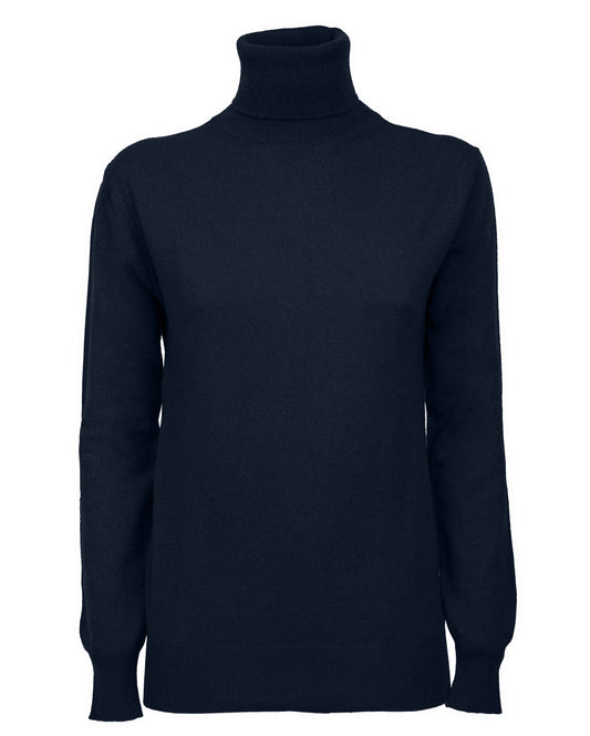 Womens Cashmere Turtleneck Sweater Night Blue Made In Italy 1