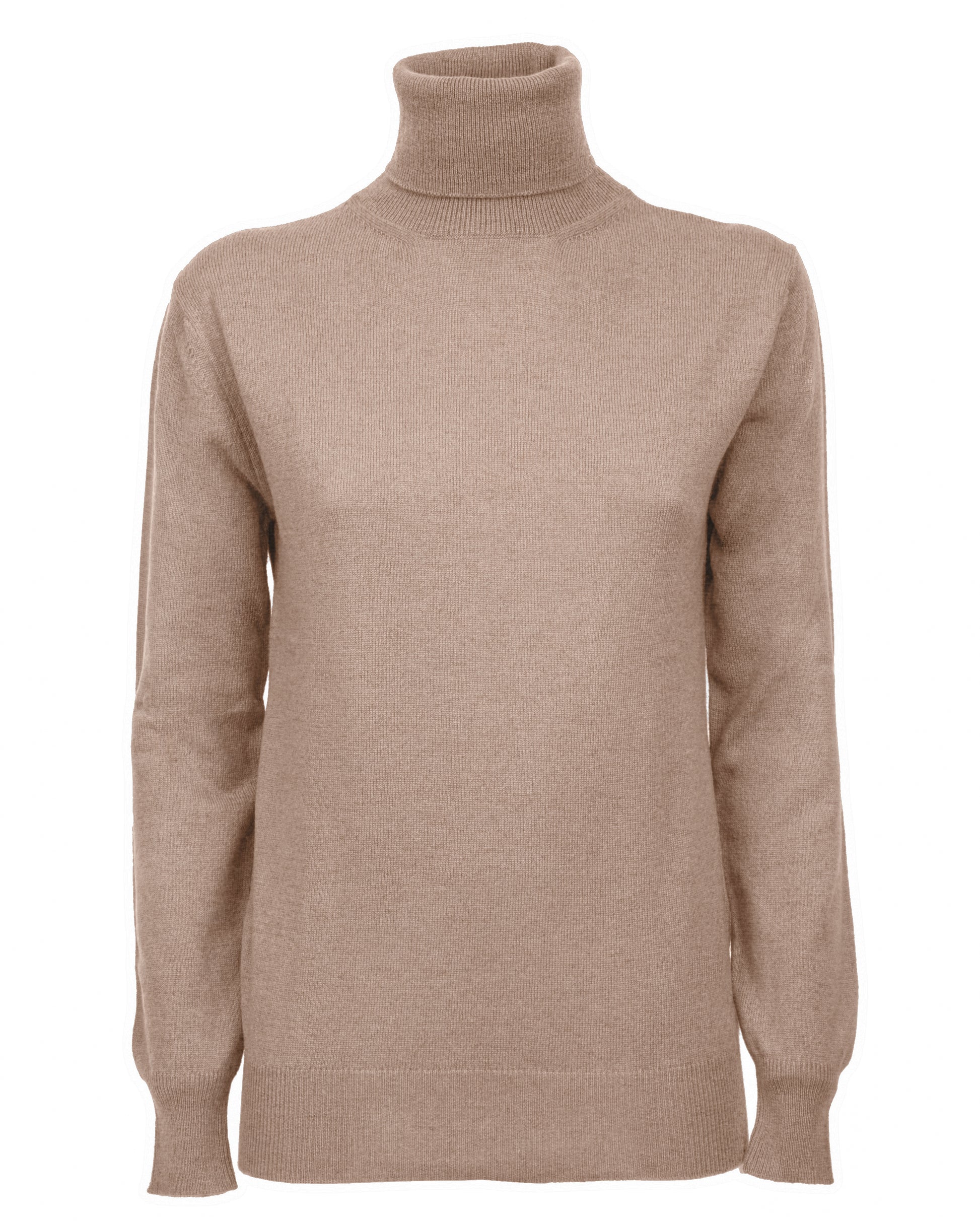 Womens Cashmere Turtleneck Sweater Taupe Made In Italy 1