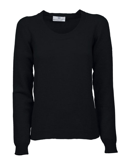 Womens Ultralight Cashmere Scoop Sweater Made In Italy Black 1