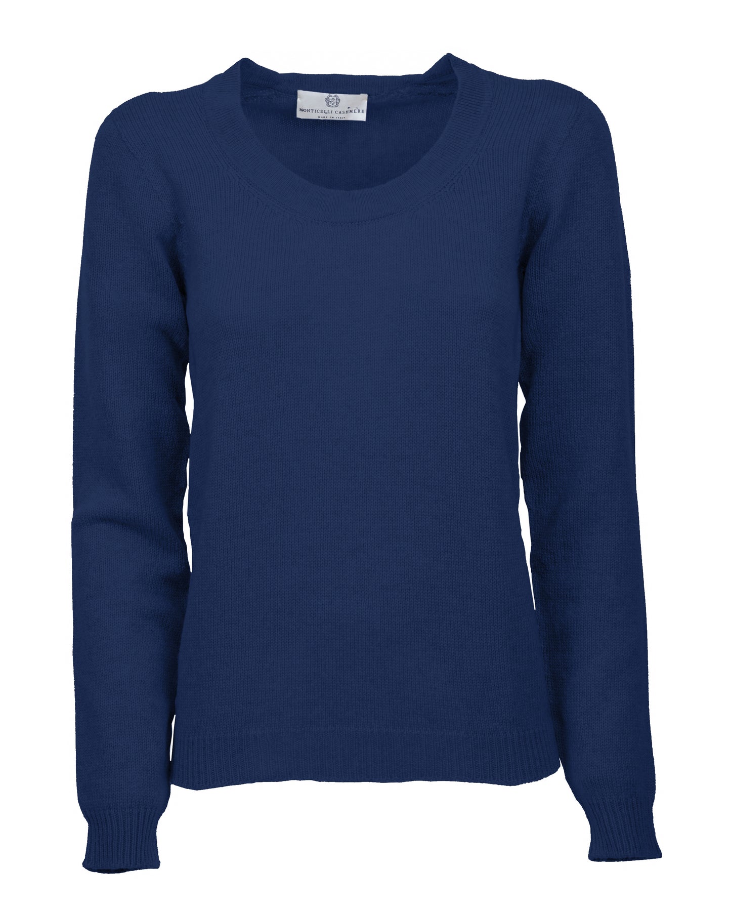 Womens Ultralight Cashmere Scoop Sweater Made In Italy Blue Melange 1