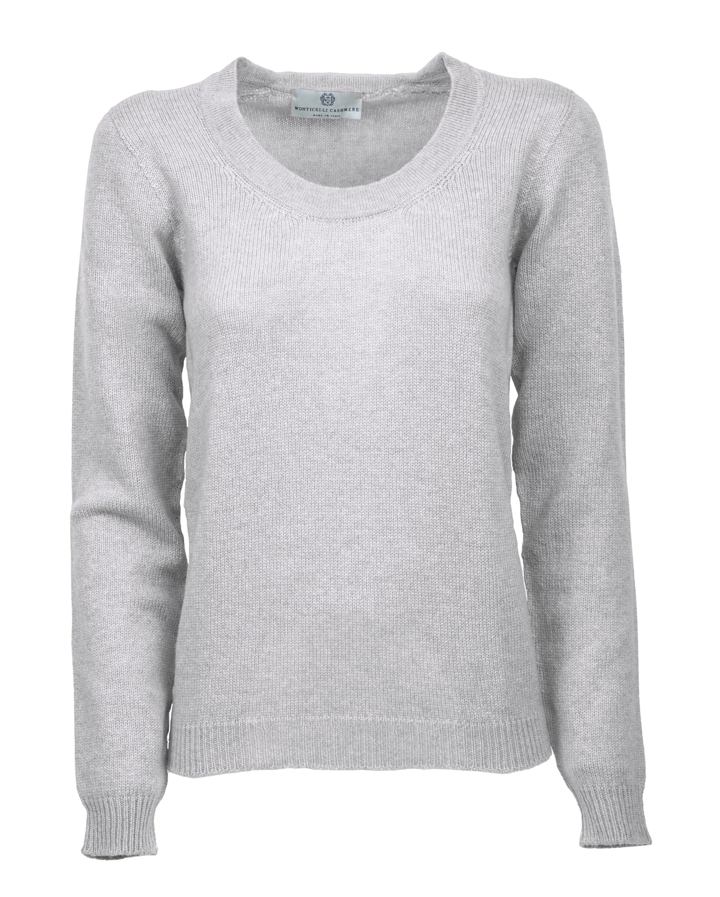 Womens Ultralight Cashmere Scoop Sweater Made In Italy Light Gray 1