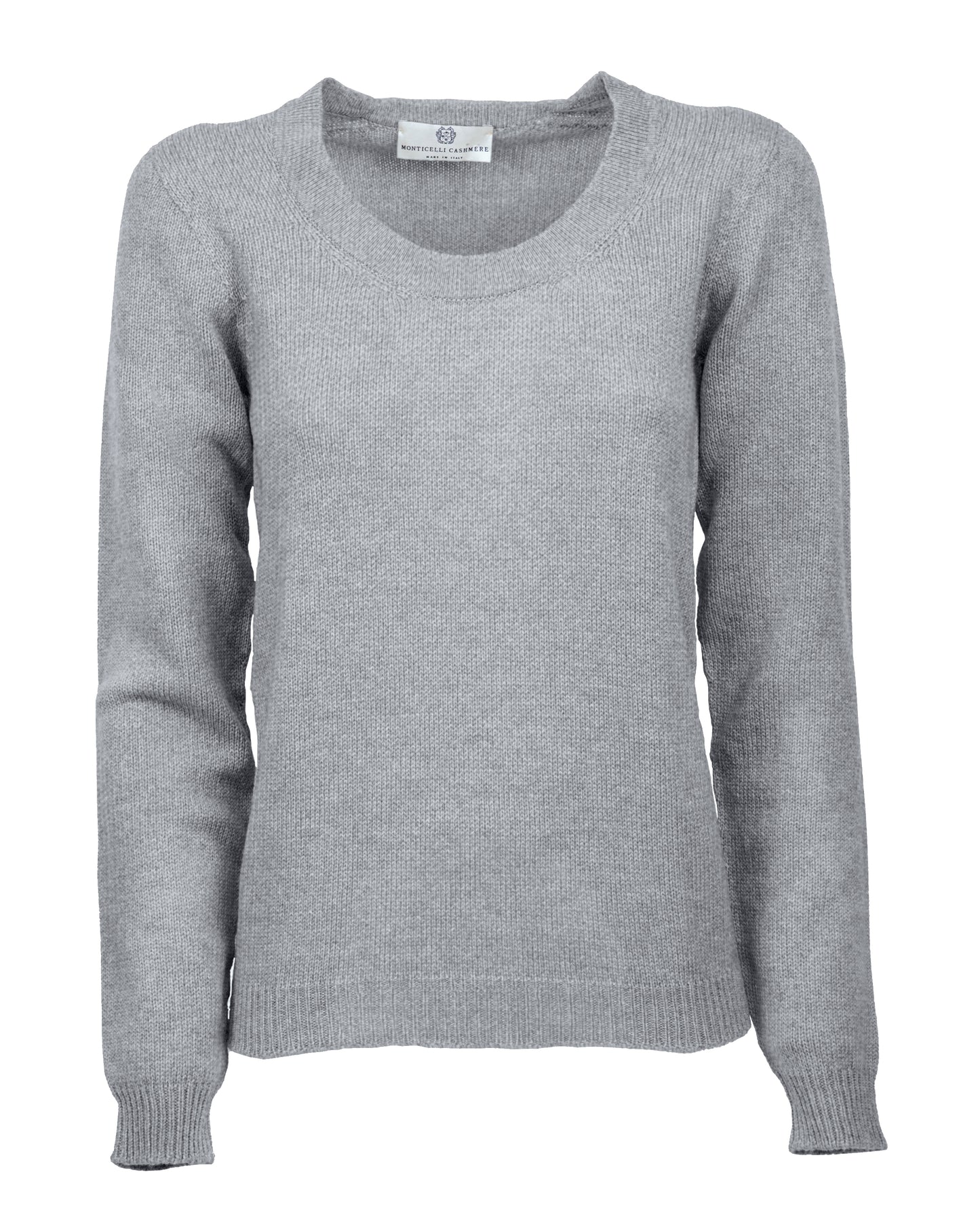 Womens Ultralight Cashmere Scoop Sweater Made In Italy Melange Gray 1