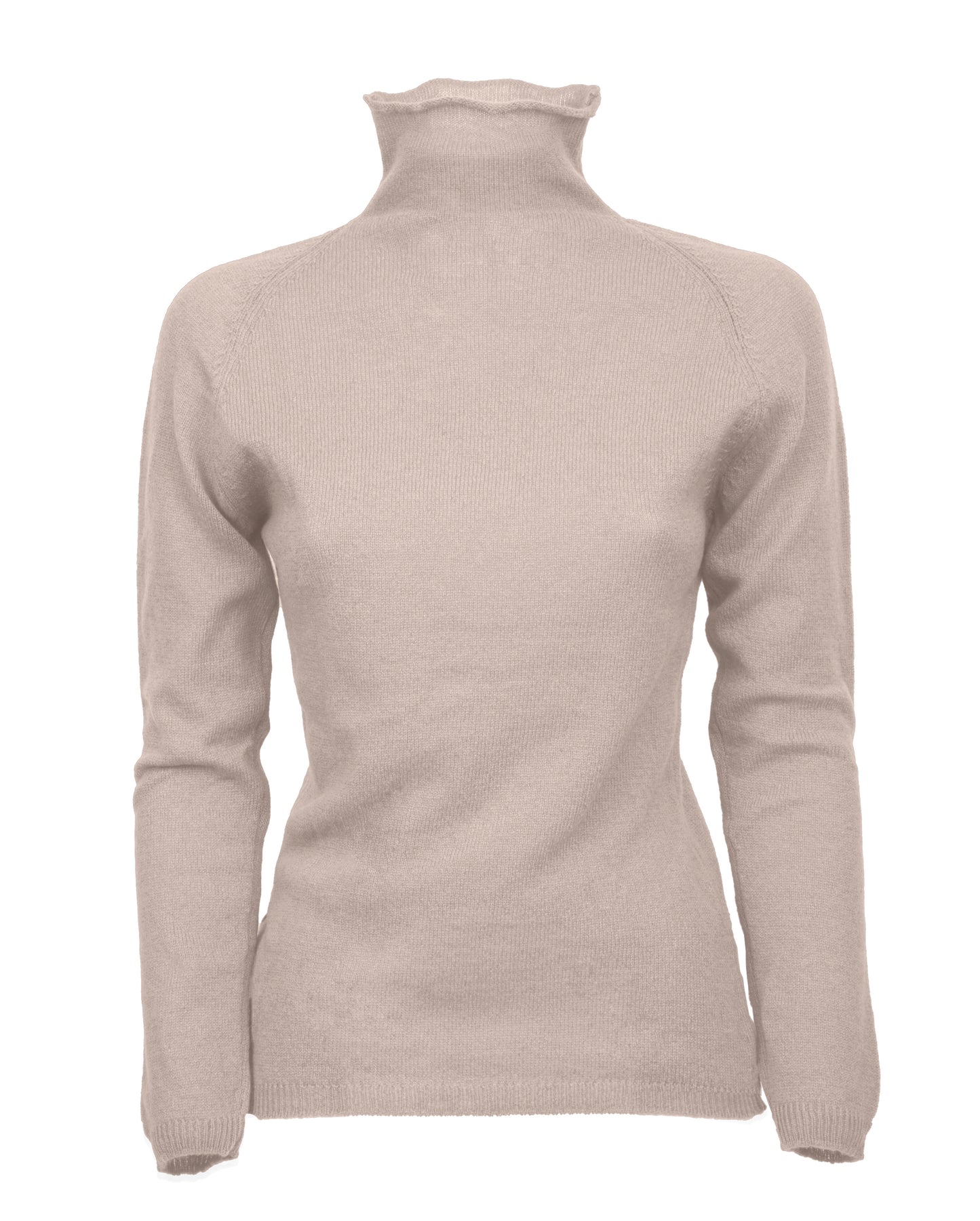 Womens Ultralight Cashmere Turtleneck Sweater Raglan Made In Italy Beige 1