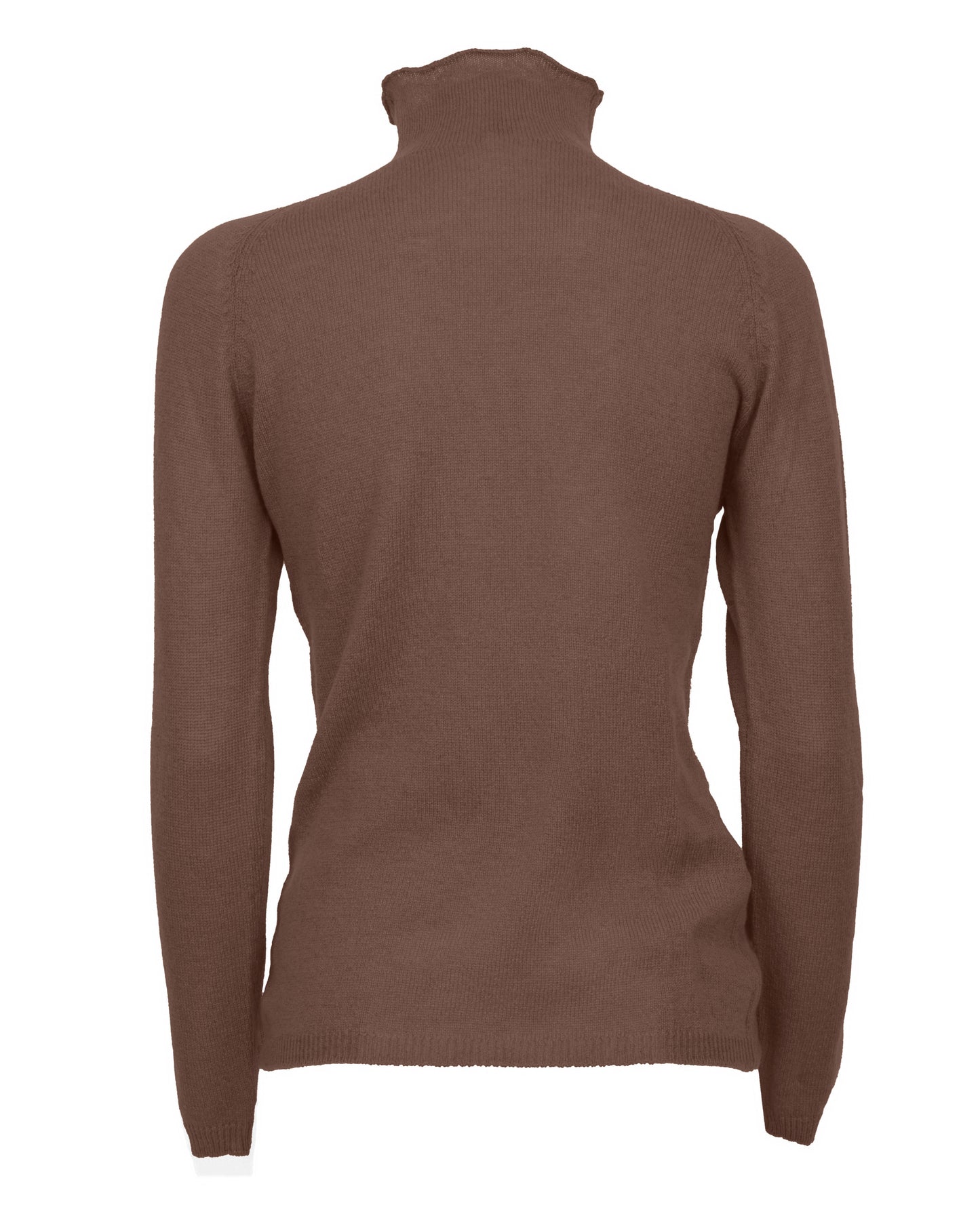 Womens Ultralight Cashmere Turtleneck Sweater Raglan Made In Italy Brown 2
