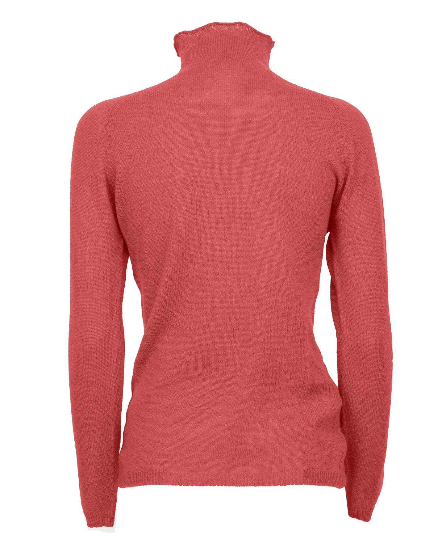 Womens Ultralight Cashmere Turtleneck Sweater Raglan Made In Italy Red 2