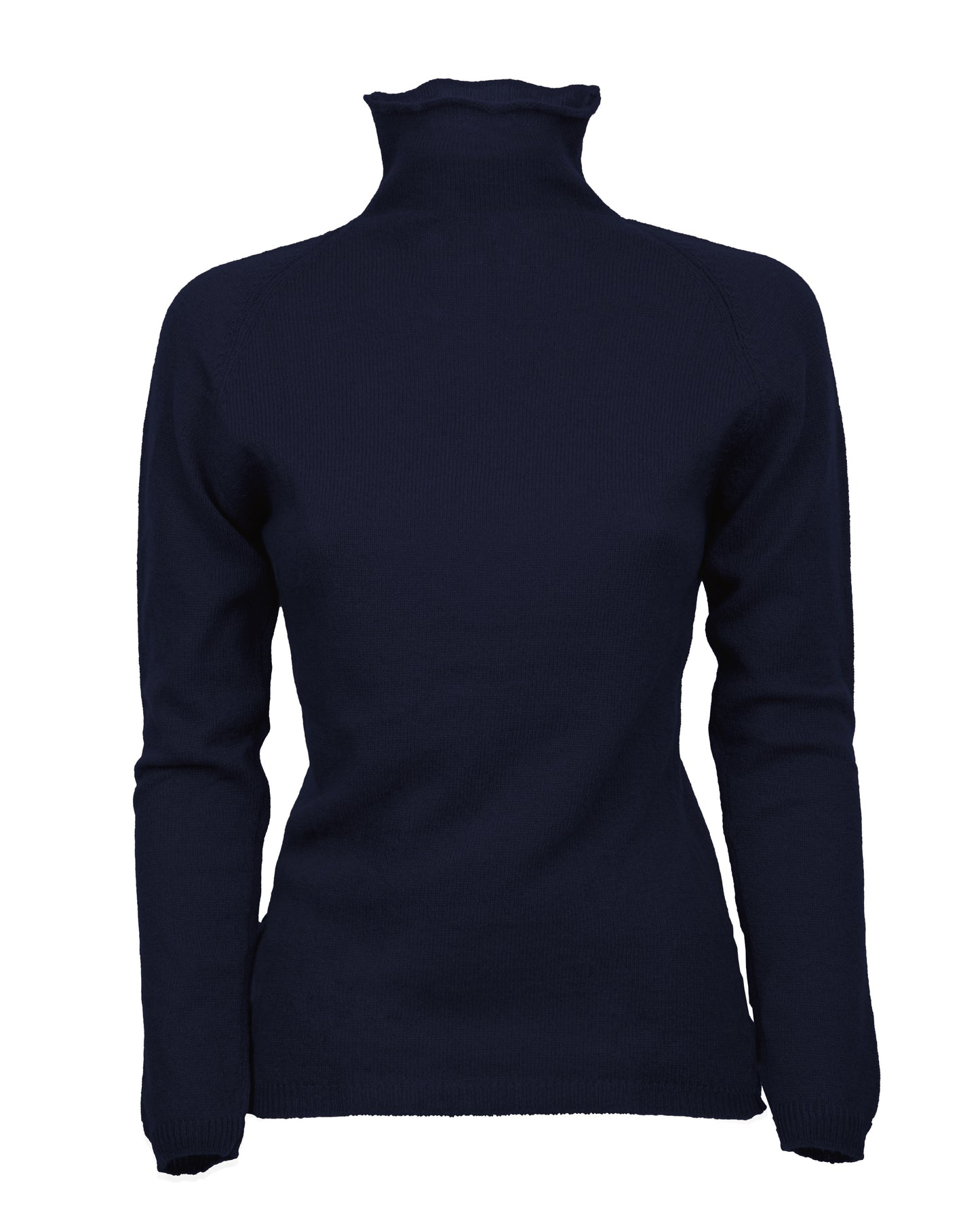 Womens Ultralight Cashmere Turtleneck Sweater Raglan Made In Italy Night Blue 1