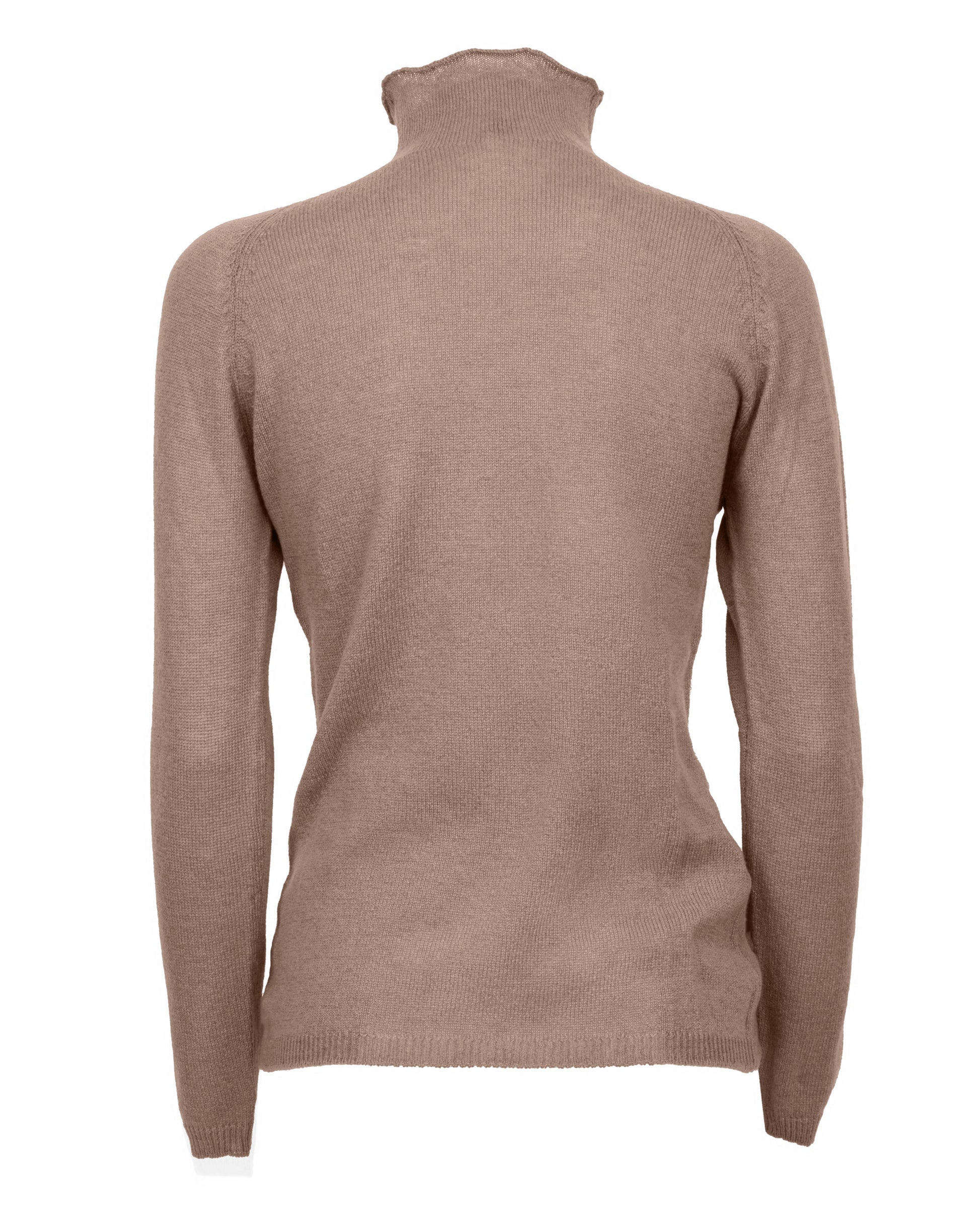 Womens Ultralight Cashmere Turtleneck Sweater Raglan Made In Italy Taupe 2