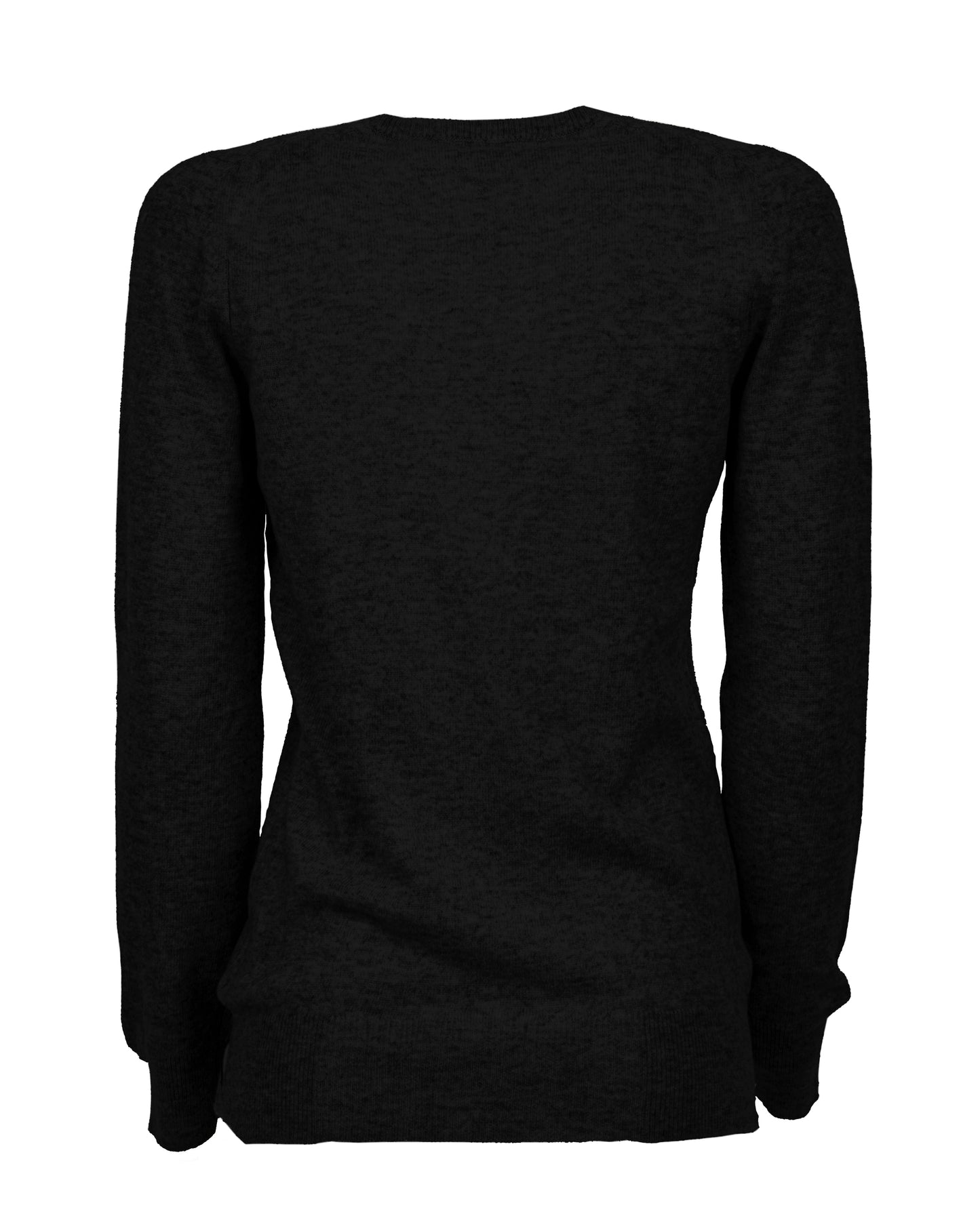 Womens V Neck Sweater Cashmere Black Made In Italy 2