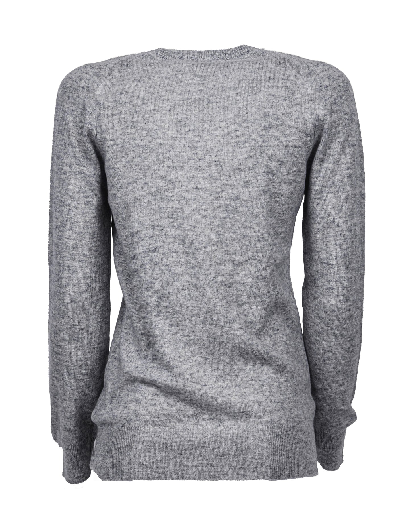 Womens V Neck Sweater Cashmere Melange Gray Made In Italy 2