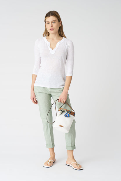 Women's Kara Linen T-Shirt – White, view 3
