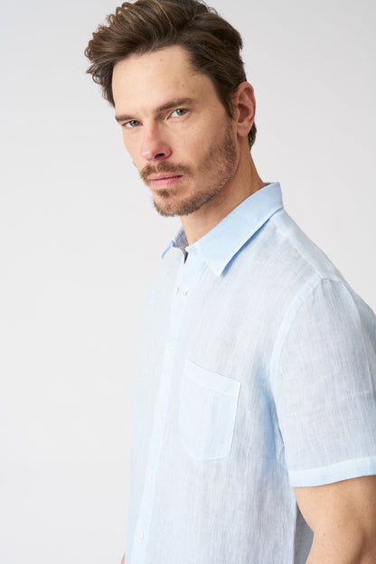 Men's Regular Fit Linen Shirt with Pocket – Sea Soft Fade, view 2
