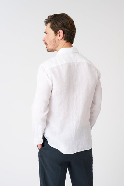 Men's Classic Slim Fit Medium Linen Shirt – White, view 4