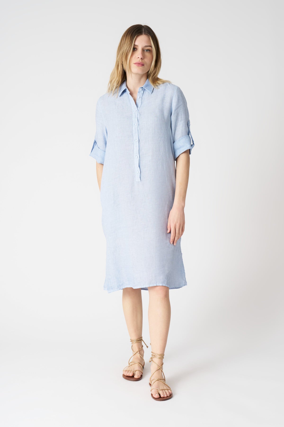 Women's Linen Blouse Dress – Sea Soft Fade, view 1